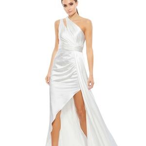 ✔️#68B BNWT MAC DUGGAL ONE SHOULDER CUTOUT CHARMEUSE GOWN #49006